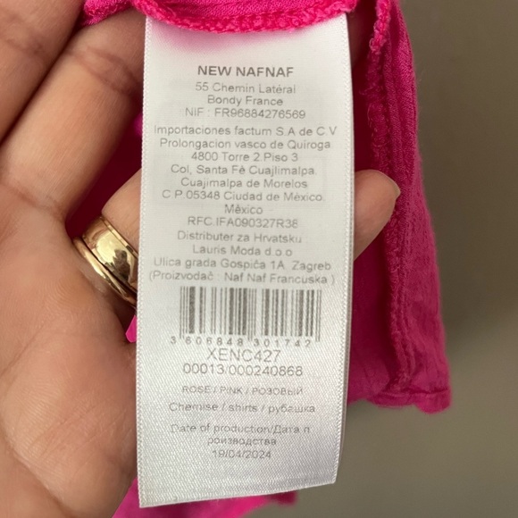 NAF NAF Paris Bright Pink Blouse Top Women’s Medium FR 40 - Picture 5 of 11